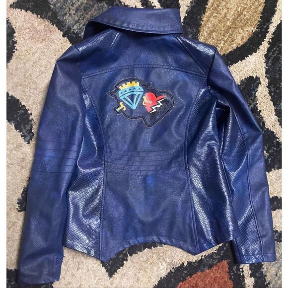 Disney Descendants Mal Faux Blue Leather Moto Jacket XL Villian - Picture 9 of 9